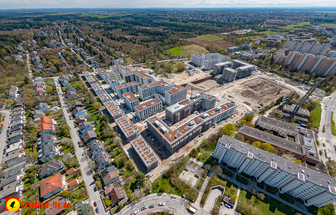 21.04.2023 - Luftbilder von der Baustelle Alexisquartier und Pandion Verde in Neuperlach